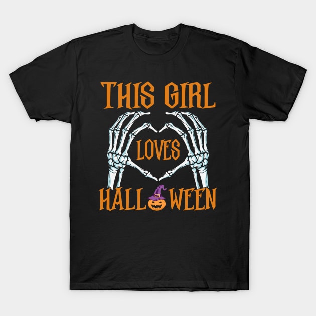 This girl loves Halloween T-Shirt by MZeeDesigns